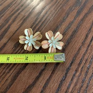 Pink flower earrings never worn